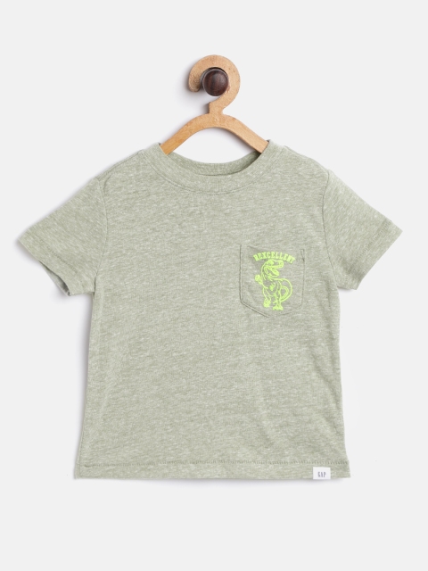 

GAP Boy's Olive Green Short Sleeve Graphic Printed Back T-Shirt