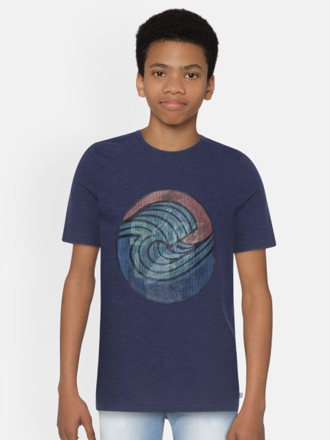

GAP Boys Navy Blue 3 D Graphic Print Pure Cotton Round Neck T-shirt