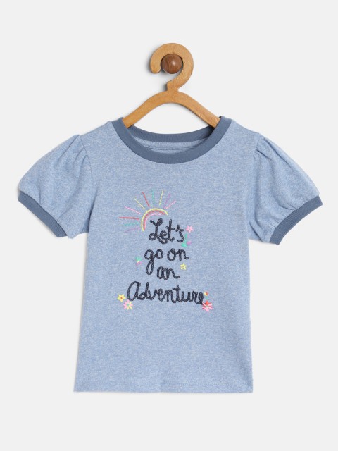 

GAP Girls Blue Printed Round Neck T-shirt