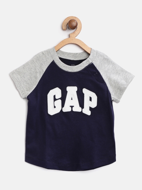 

GAP Infant Boys Navy Blue & Grey Melange Logo T-Shirt