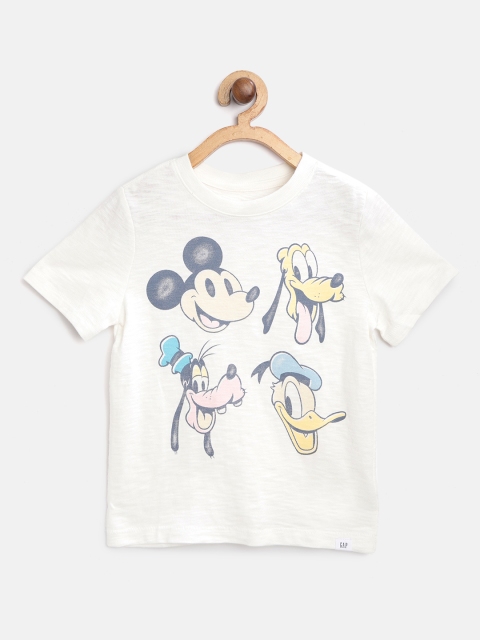 

GAP Boys White & Yellow Pure Cotton Disney Mickey Mouse T-Shirt