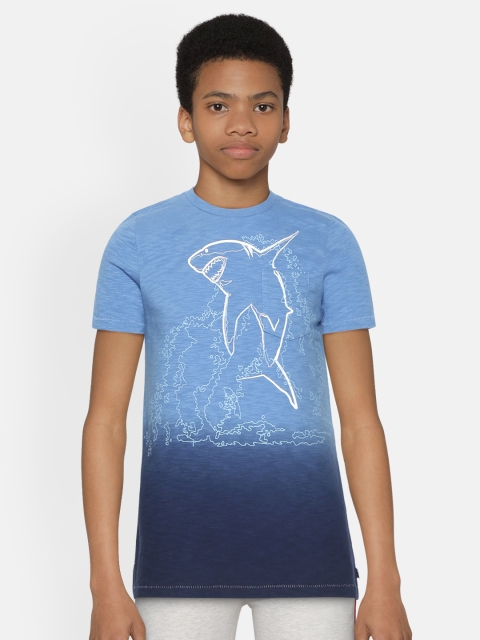 

GAP Boys Blue Tie & Dye Round Neck Pure Cotton T-shirt with Dolphin Print Detail