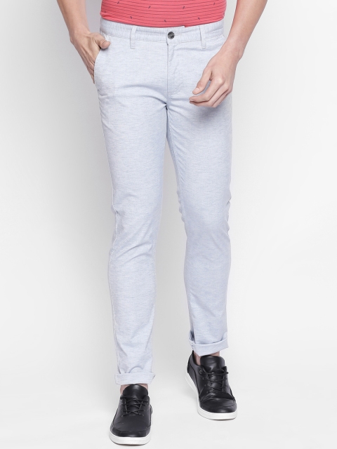 

BYFORD by Pantaloons Men Grey Melange Slim Fit Self Design Regular Trousers