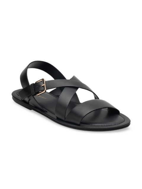 

Heel & Buckle London Men Black Solid Leather Comfort Sandals