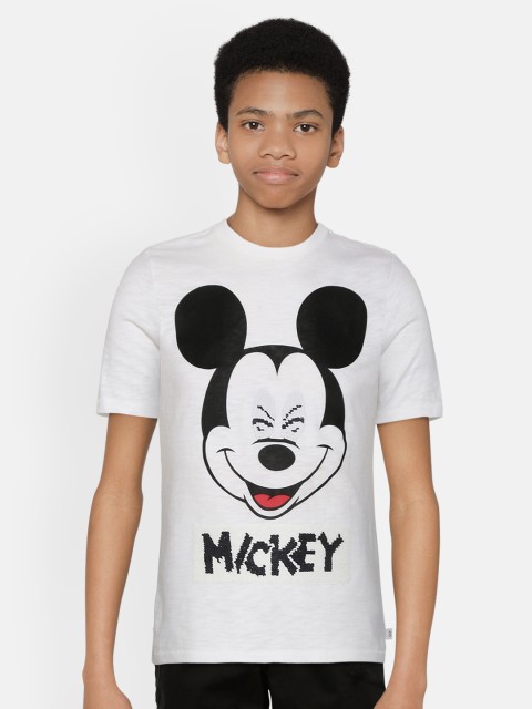

GAP Boys White Printed Flip Sequined Pure Cotton Round Neck T-shirt