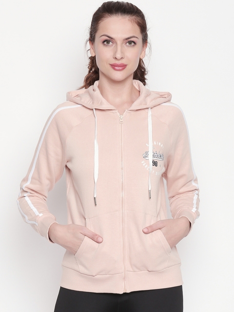 

Ajile by Pantaloons Women Nude Solid Hooded Sweatshirt With Side Stripes