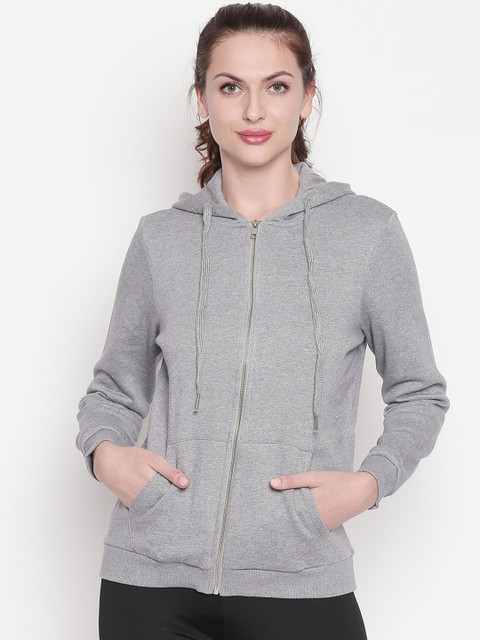 

Ajile by Pantaloons Women Grey Solid Hooded Sweatshirt