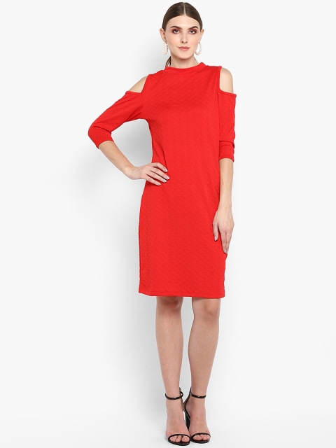 

TRENDY DIVVA Women Red Solid Sheath Dress