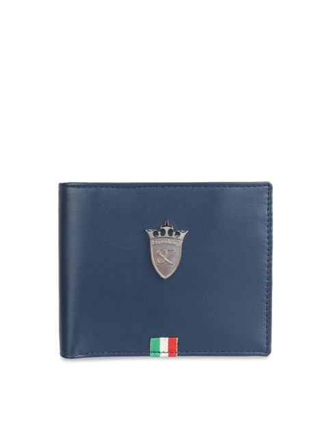

STYLER KING Men Navy Blue Solid Genuine Leather Two Fold Wallet