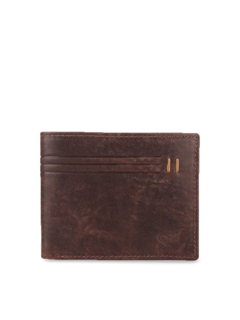 

STYLER KING Men Brown Solid Two Fold Leather Wallet