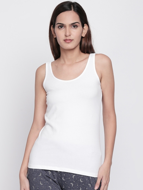 

Dreamz by Pantaloons Women White Solid Lounge Tank Top