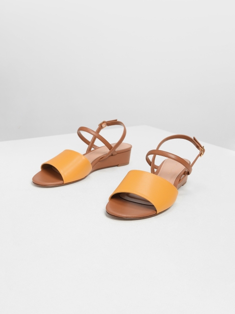 

CHARLES & KEITH Women Mustard Yellow Solid Wedges