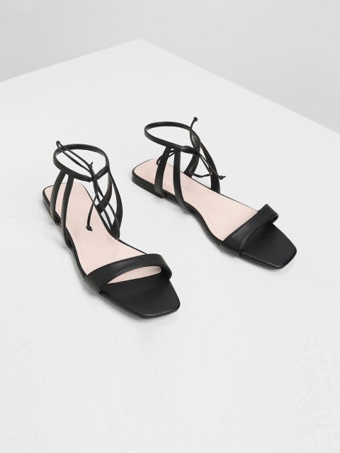

CHARLES & KEITH Women Black Solid Open Toe Flats