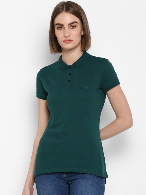 

Mode by Red Tape Women Green Solid Polo Collar T-shirt