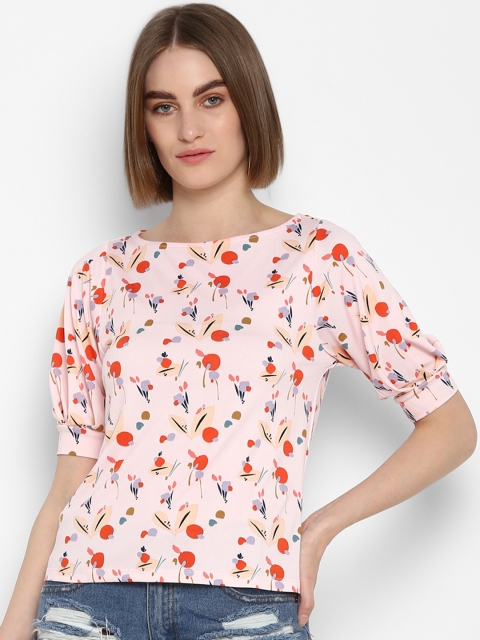 

Mode by Red Tape Women Pink & Red Printed Top
