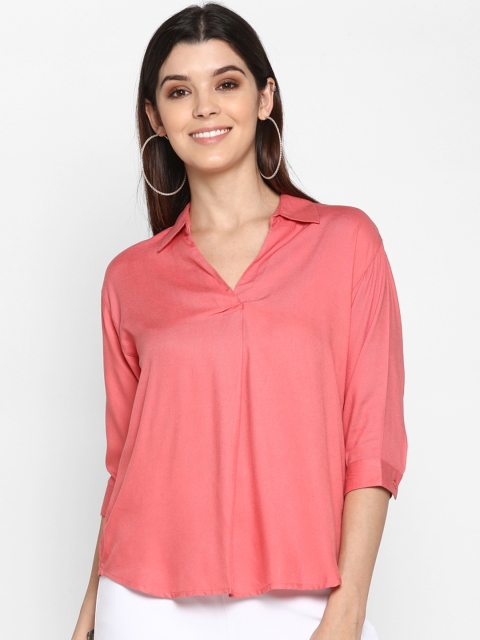 

Mode by Red Tape Women Coral Pink Solid Top