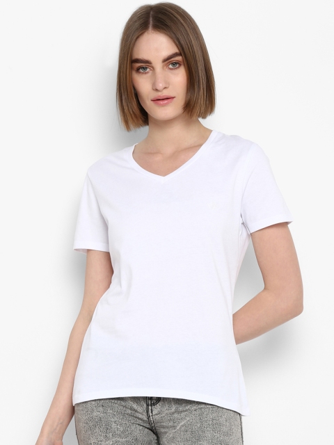 

Mode by Red Tape Women White Solid V-Neck T-shirt