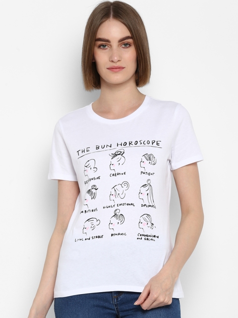 

Mode by Red Tape Women White Printed Round Neck T-shirt