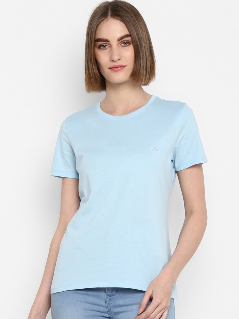 

Mode by Red Tape Women Blue Solid Round Neck T-shirt