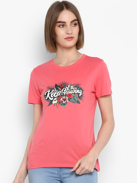 

Mode by Red Tape Women Pink Printed Round Neck T-shirt