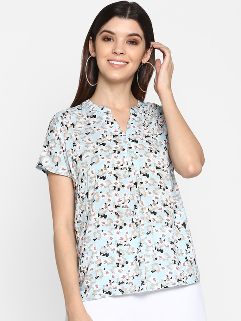 

Mode by Red Tape Women Blue & White Floral Printed Top