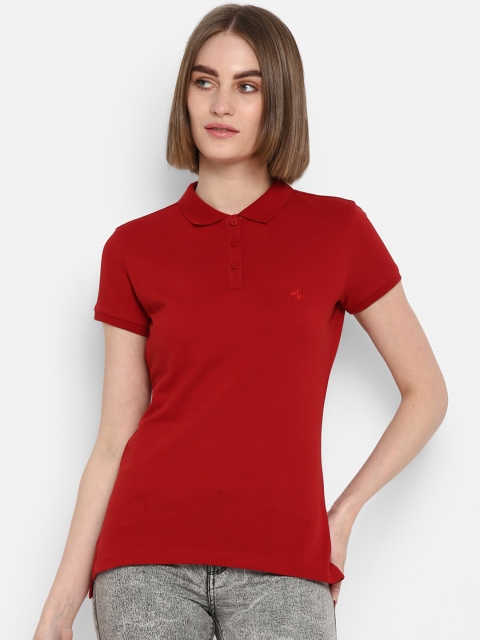 

Mode by Red Tape Women Maroon Solid Polo Collar T-shirt