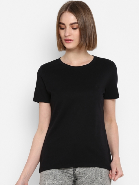 

Mode by Red Tape Women Black Solid Round Neck T-shirt