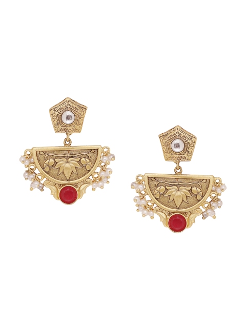 

Shoshaa Gold-Plated & Red Classic Drop Earrings