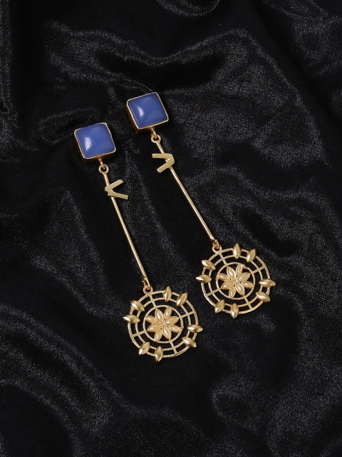 

Shoshaa Blue & Gold-Plated Geometric Drop Earrings