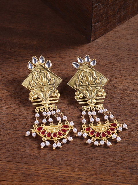 

Shoshaa Gold-Plated & Red Classic Drop Earrings