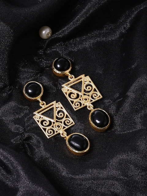 

Shoshaa Gold-Plated & Black Square Drop Earrings