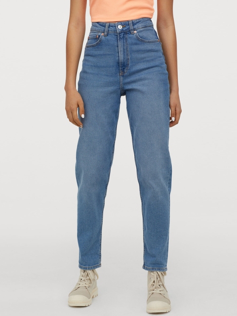 

H&M Women Blue Solid Mom Jeans