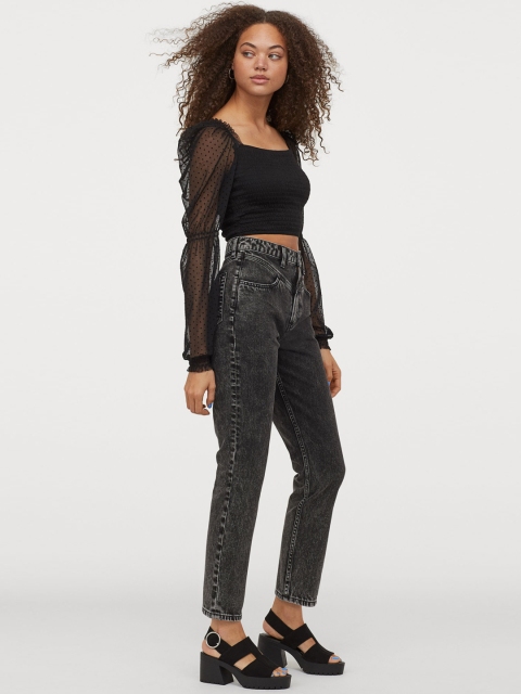 

H&M Women Grey Mom High Ankle Jeans