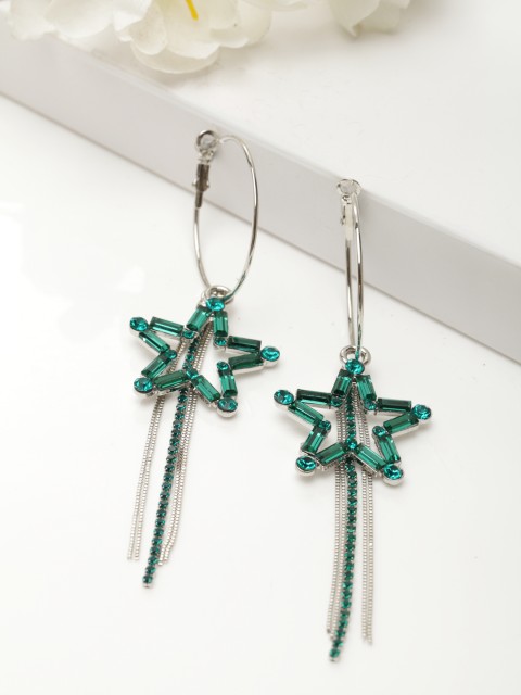 

AVANT-GARDE PARIS Green Star Shaped Gold-Plated Drop Chandelier Earrings