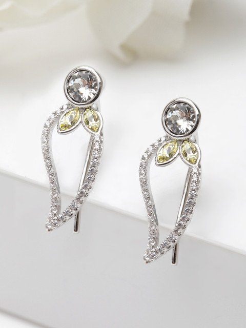 

AVANT-GARDE PARIS Silver-Plated & Yellow Crystallized Swarovski Floral Drop Earrings