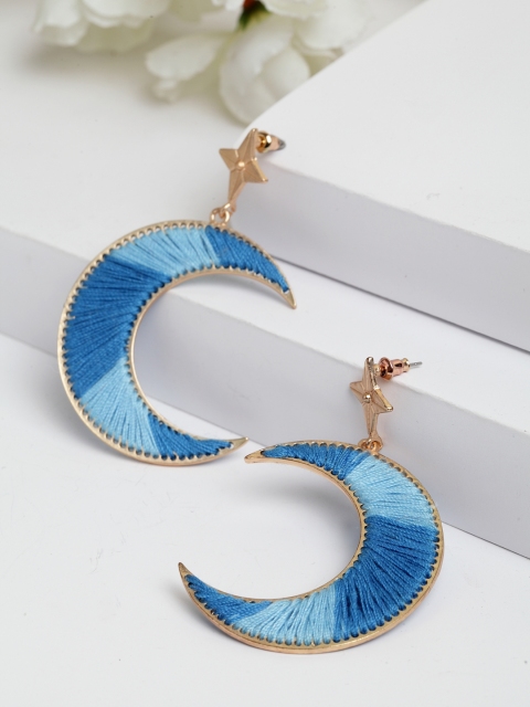 

AVANT-GARDE PARIS Blue Gold-Plated Handcrafted Crescent Shaped Drop Earrings