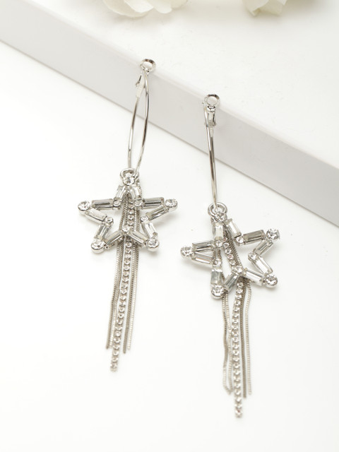 

AVANT-GARDE PARIS Rhodium-Plated & Silver-Toned Star Shaped Drop Earrings