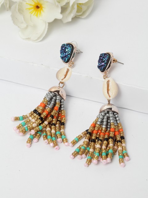

AVANT-GARDE PARIS Multicoloured Gold-Plated Contemporary Drop Earrings, Multi