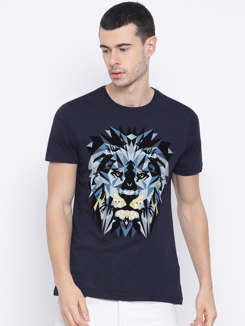 

Antony Morato Men Blue Printed Round Neck T-shirt