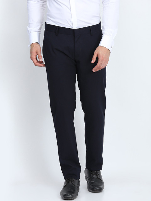

Antony Morato Men Navy Blue Regular Fit Solid Formal Trousers