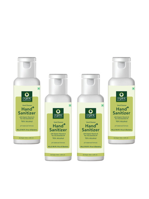 

Organic Harvest Unisex Set of 4 Hand Sanitizer 100 ml, White