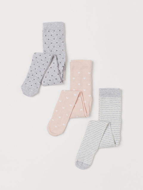 

H&M Kids 3-Pack Fine-Knit Tights, Pink