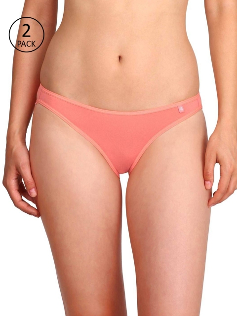 

Jockey Women Pack of 2 Peach-Coloured Solid Bikini Briefs