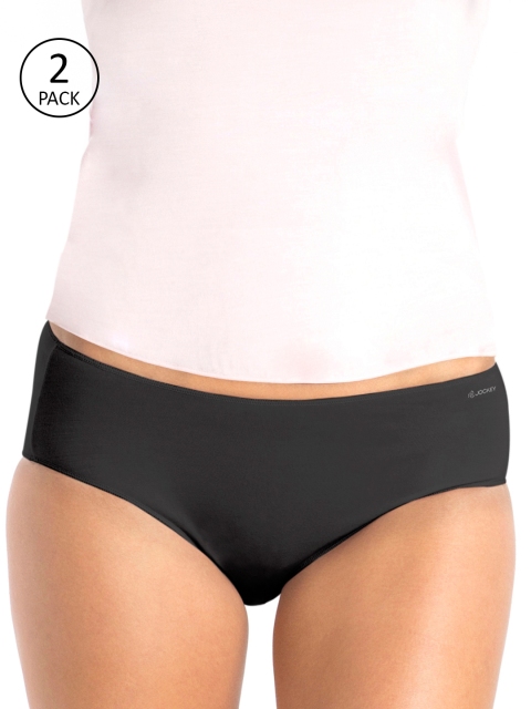 

Jockey Women Pack of 2 Black Solid Hipster Briefs