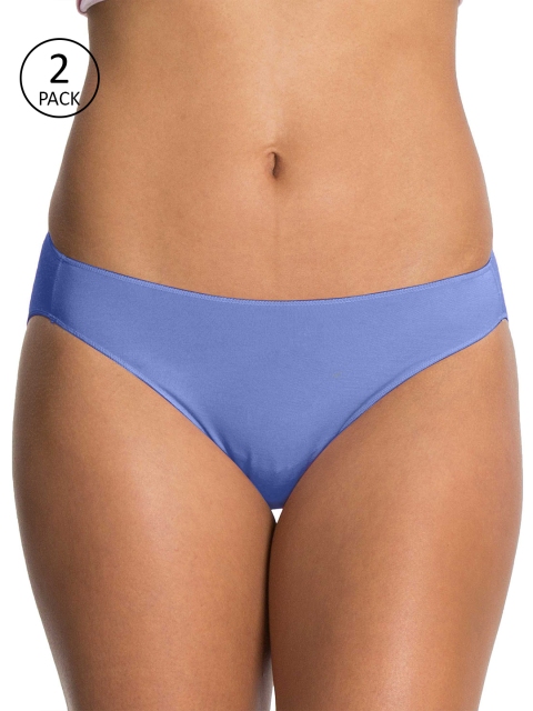 

Jockey Women Pack of 2 Blue Solid Bikini Briefs