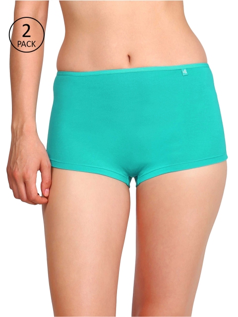 

Jockey Women Pack of 2 Solid Boy Shorts SS04-0105, Sea green