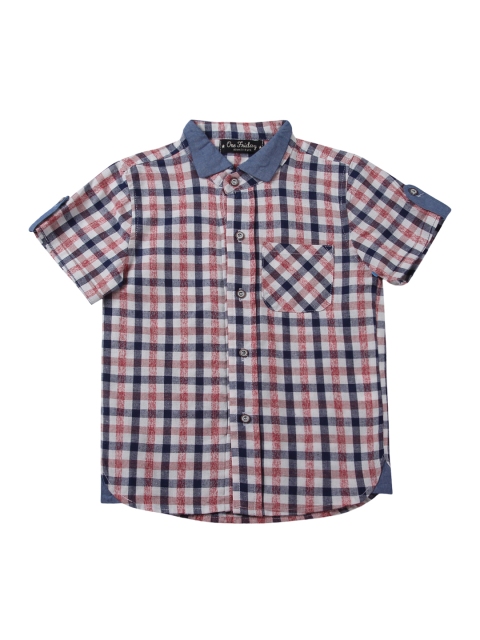

One Friday Boys Red & White Slim Fit Checked Casual Shirt