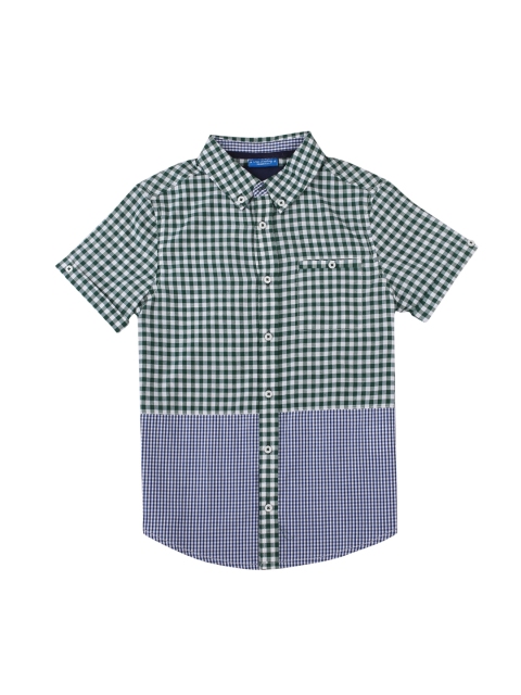 

One Friday Boys Green & Blue Slim Fit Checked Casual Shirt