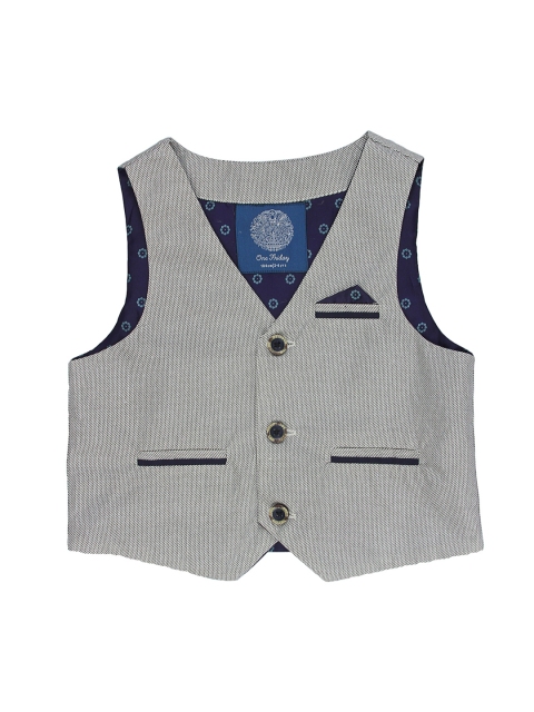 

One Friday Boys White & Black Printed Pure Cotton Waistcoat
