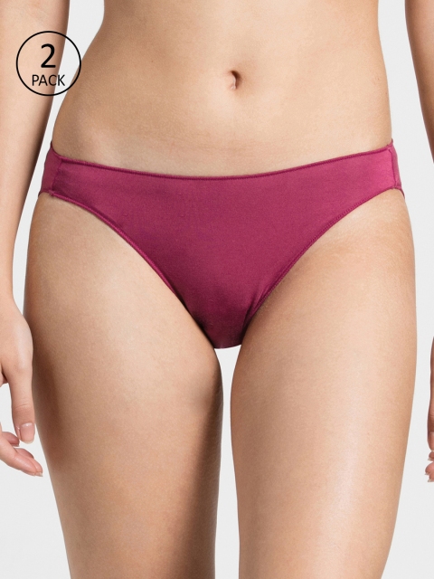 

Jockey Women Pack Of 2 Burgundy Solid Basic Briefs 1803-0105